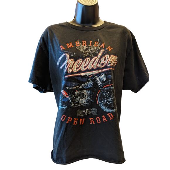 Vintage American Freedom On The Open Road Celebrate Patriotic Womens XL Biker - Picture 10 of 12